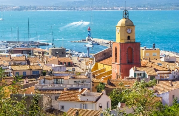 Bell Tower And Port Of Saint-Tropez, French Riviera, France